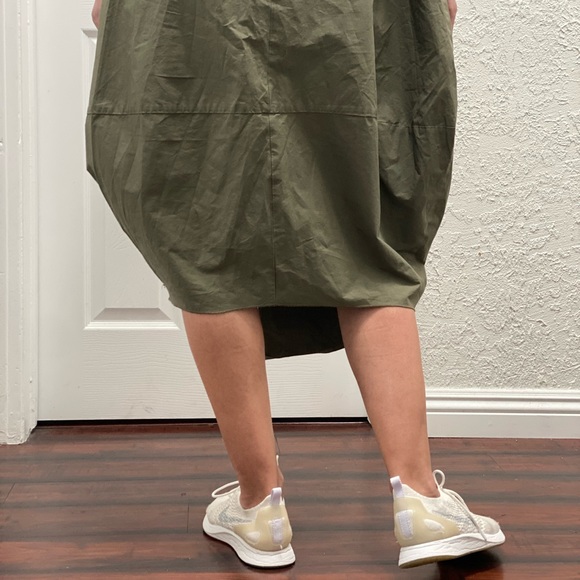 Imperial Olive Green Wrap Lagenlook Dress Made in Italy - Picture 6 of 8